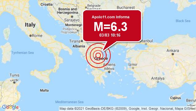 Forte terremoto sacode Grcia, a 10 km de Týrnavos