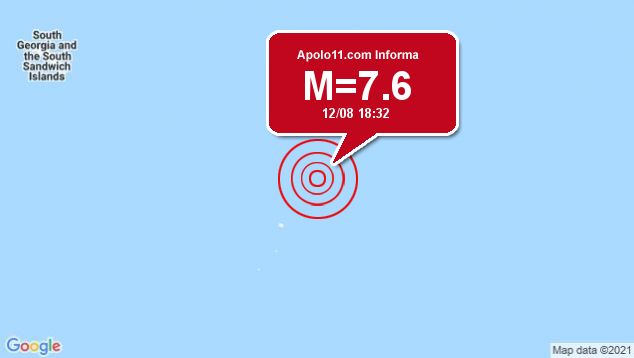 Forte terremoto atinge regio das Ilhas Sandwich do Sul