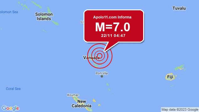 Forte terremoto sacode regio das Ilhas Vanuatu, Melansia